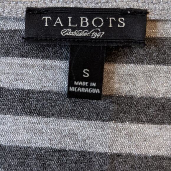 Talbots Gray Stripe Sleeveless Top Scoop Neck Workwear Casual Classic S - Picture 7 of 9